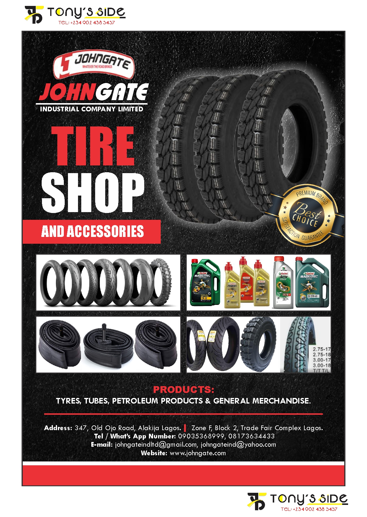 JOHNGATE MOTORCYCLE TYRES is available at Efritin